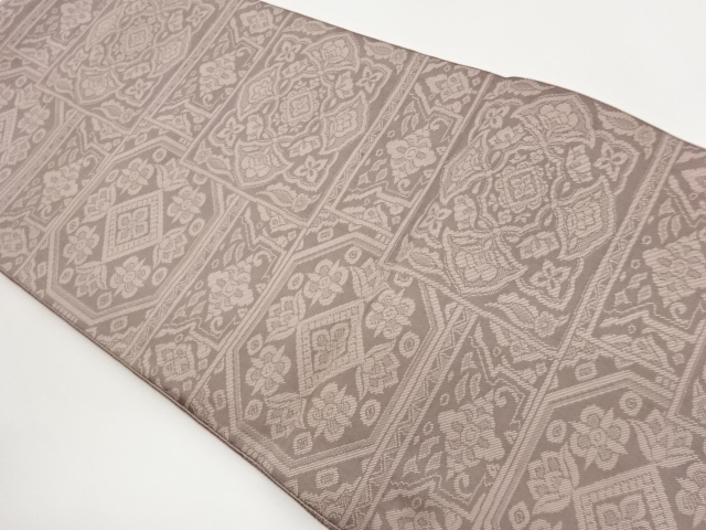 色紙に八角形・華文模様織出しリバーシブル全通洒落袋帯